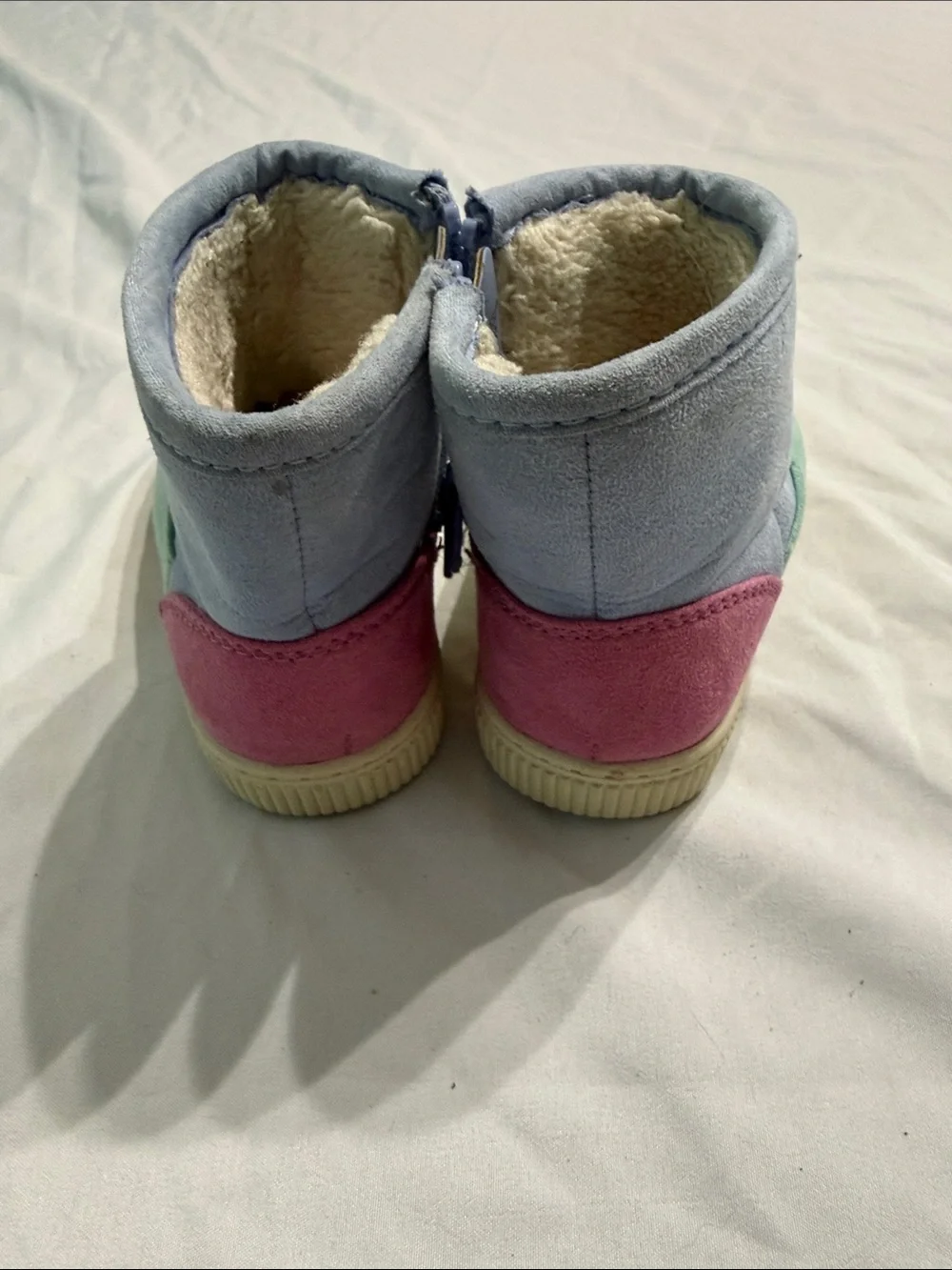 Cat & Jack Kids Colorblock Faux-Fur Booties - Mint, Light Blue & Pink